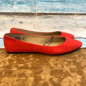 Time & Tru Womens Basic Ballet Flats Red Size 6.5